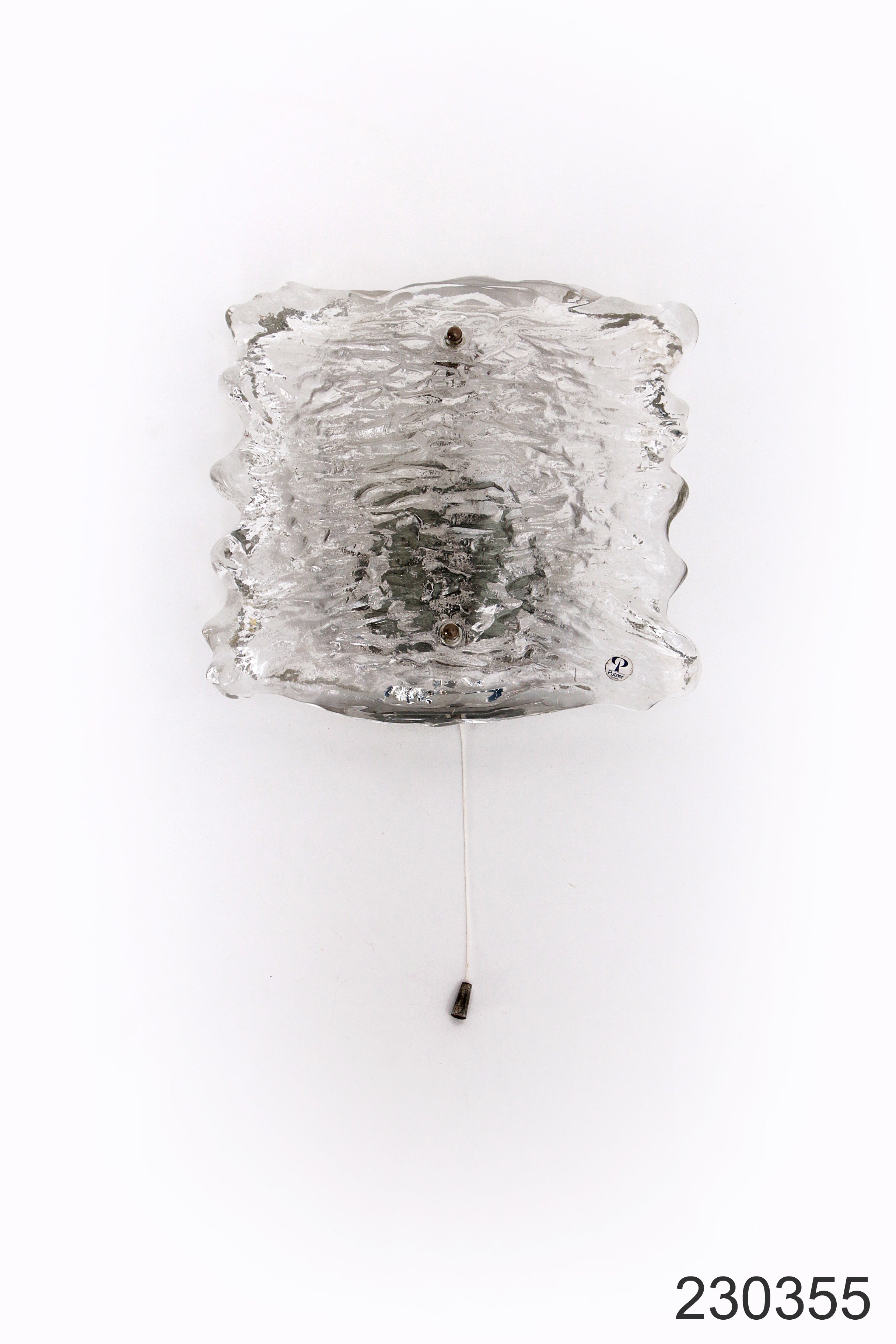 Mooie grote wandlamp Peil & Putzler ice glas,1960 Duitsland
