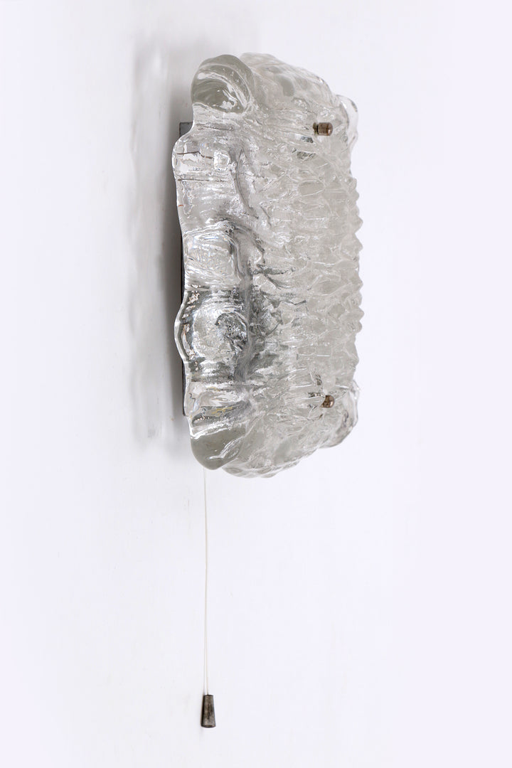 Mooie grote wandlamp Peil & Putzler ice glas,1960 Duitsland