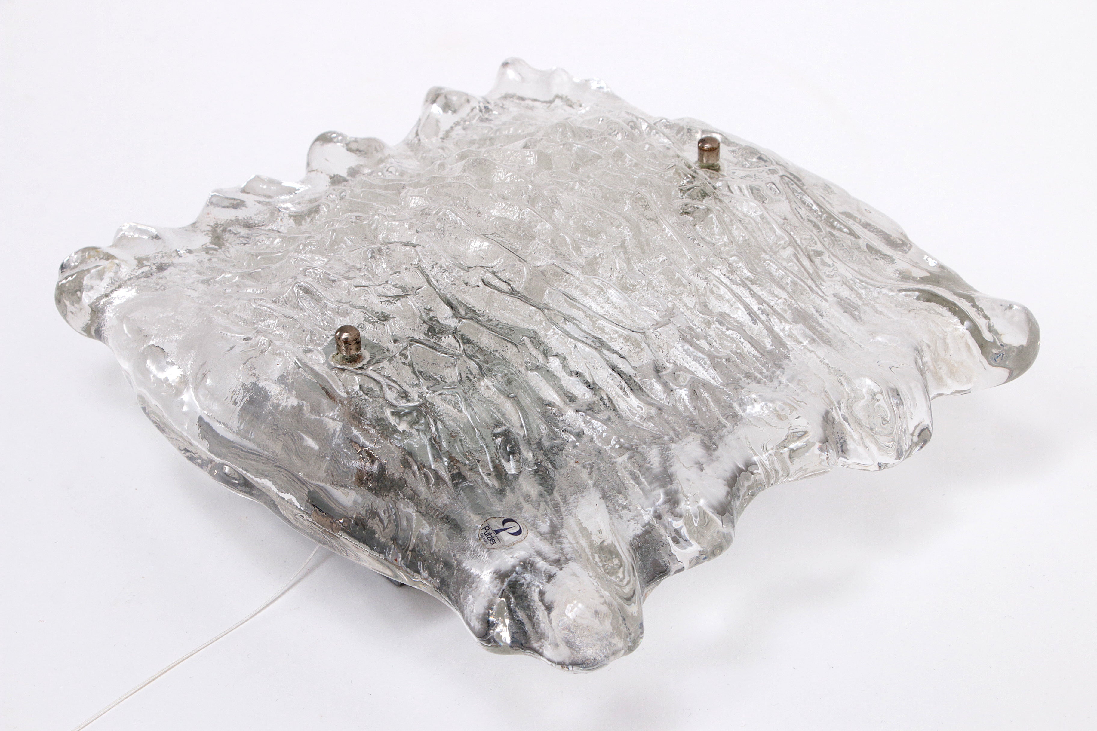 Mooie grote wandlamp Peil & Putzler ice glas,1960 Duitsland