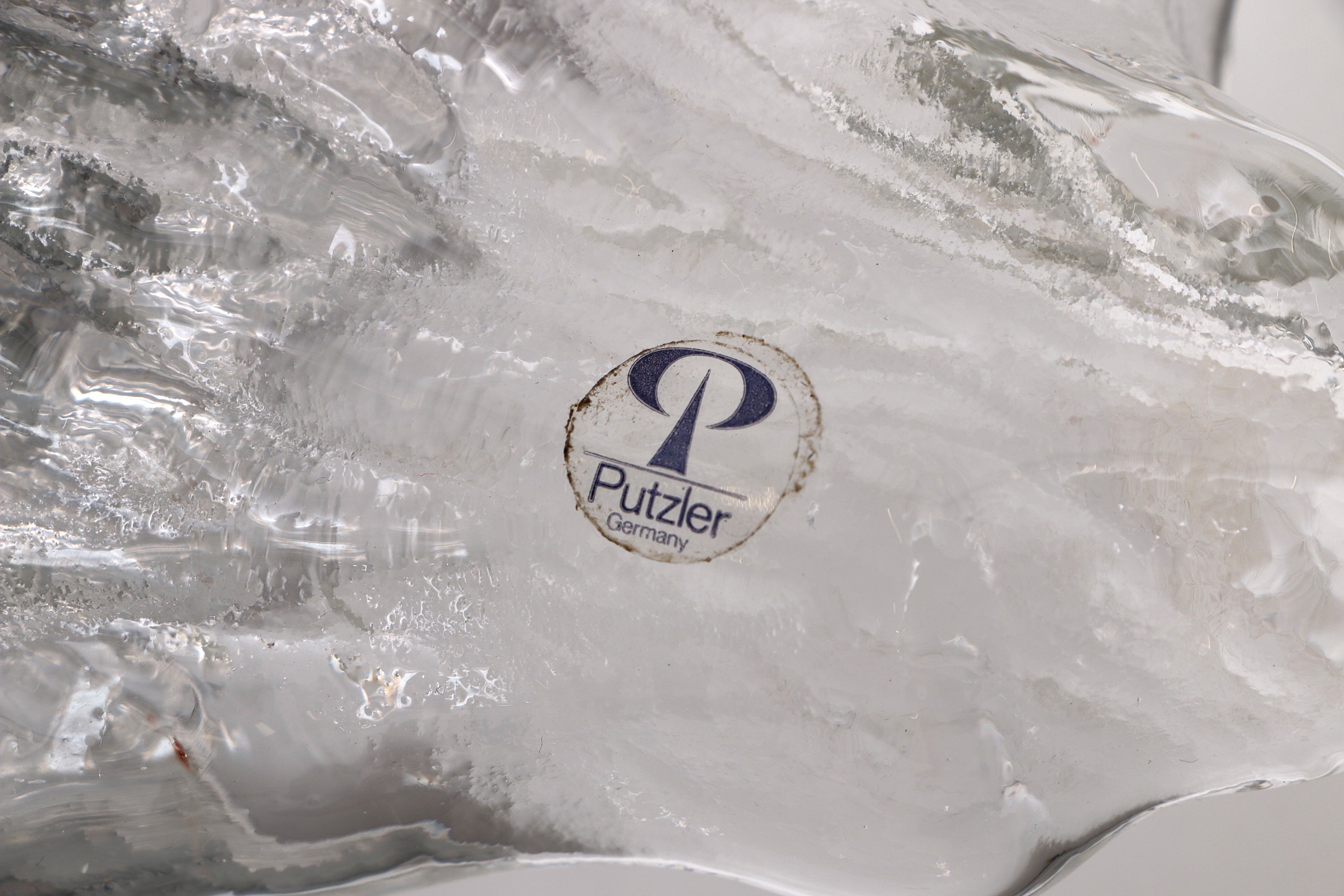 Mooie grote wandlamp Peil & Putzler ice glas,1960 Duitsland