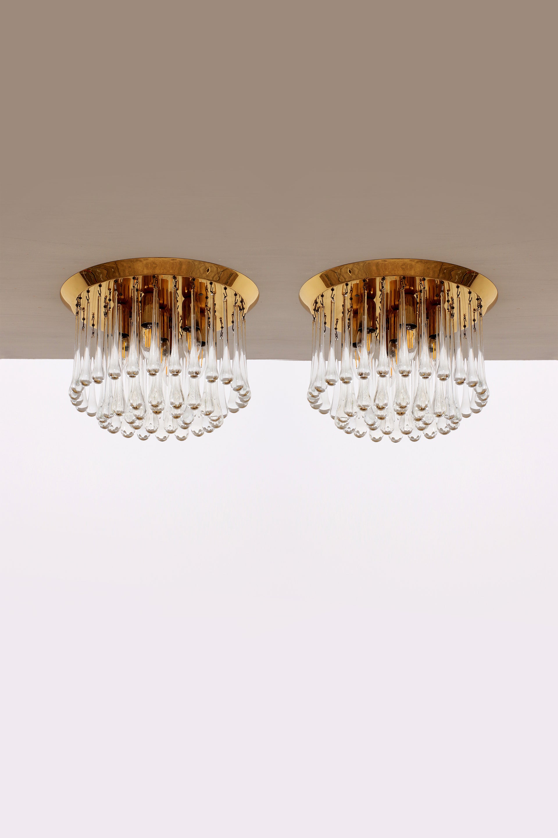 Set van twee J.T. Kalmar Murano Regendrup hanglampen,1970 Oostenrijk