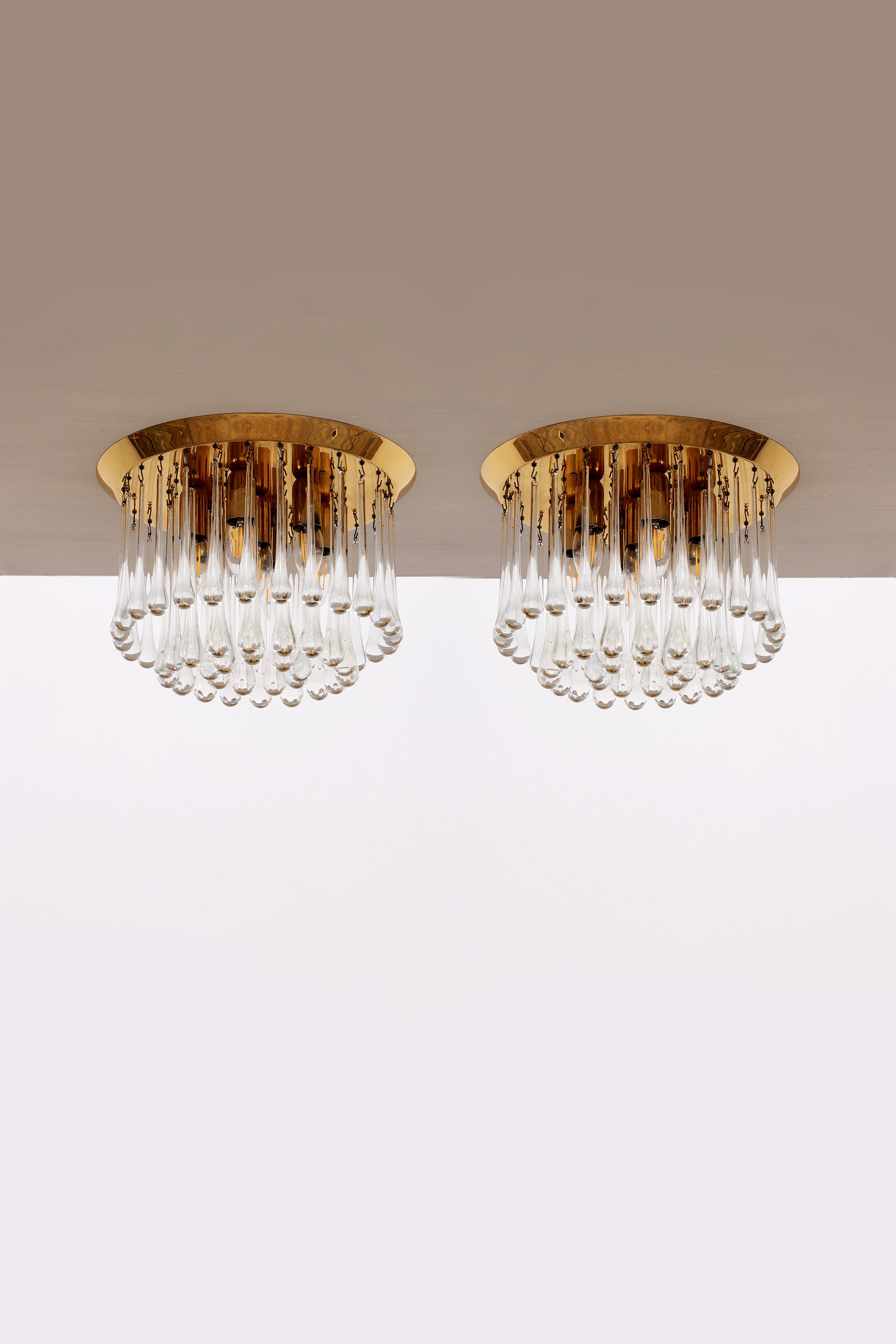 Set van twee J.T. Kalmar Murano Regendrup hanglampen,1970 Oostenrijk