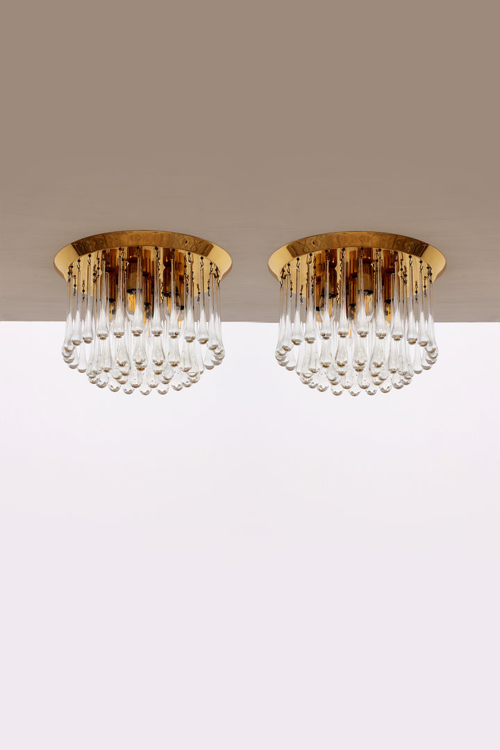 Set van twee J.T. Kalmar Murano Regendrup hanglampen,1970 Oostenrijk