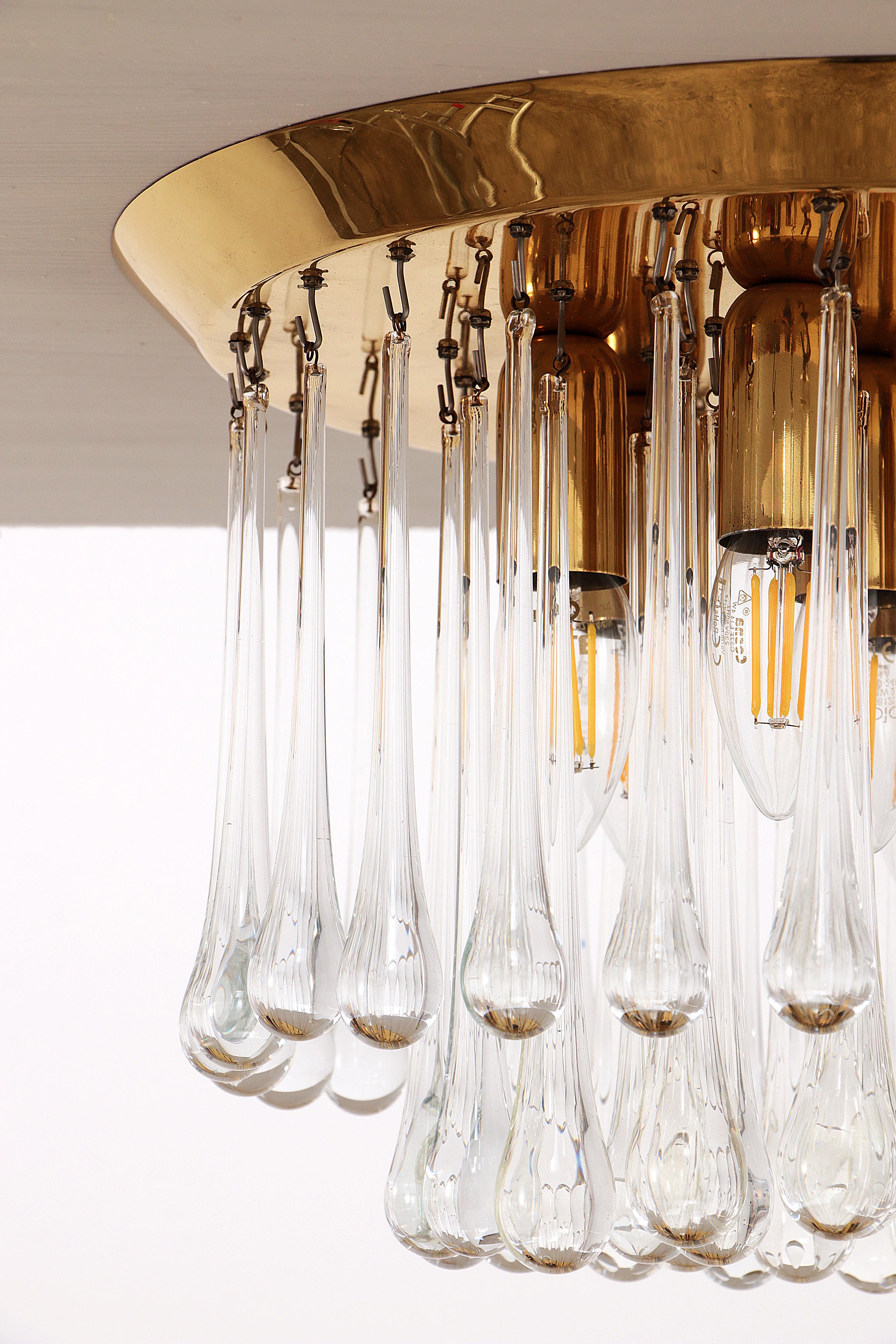 Set van twee J.T. Kalmar Murano Regendrup hanglampen,1970 Oostenrijk