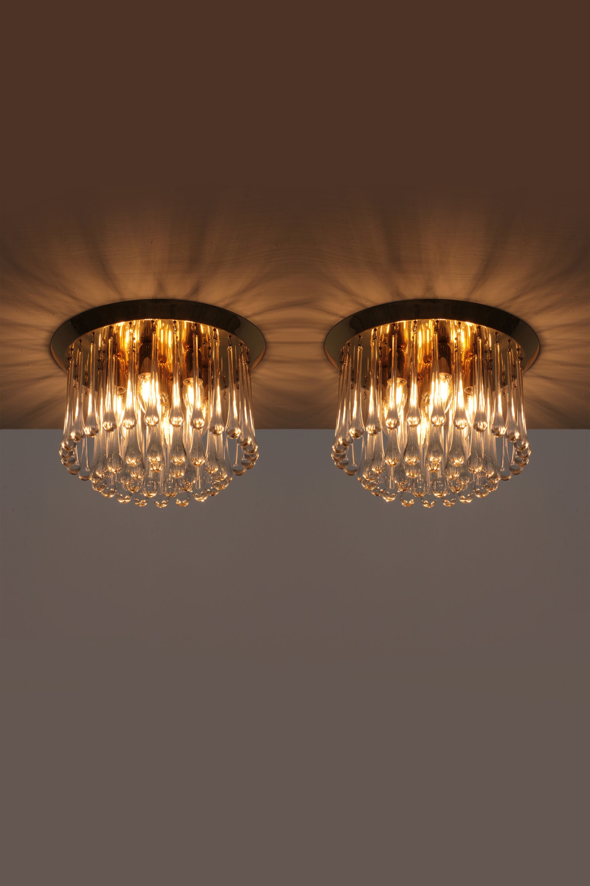 Set van twee J.T. Kalmar Murano Regendrup hanglampen,1970 Oostenrijk