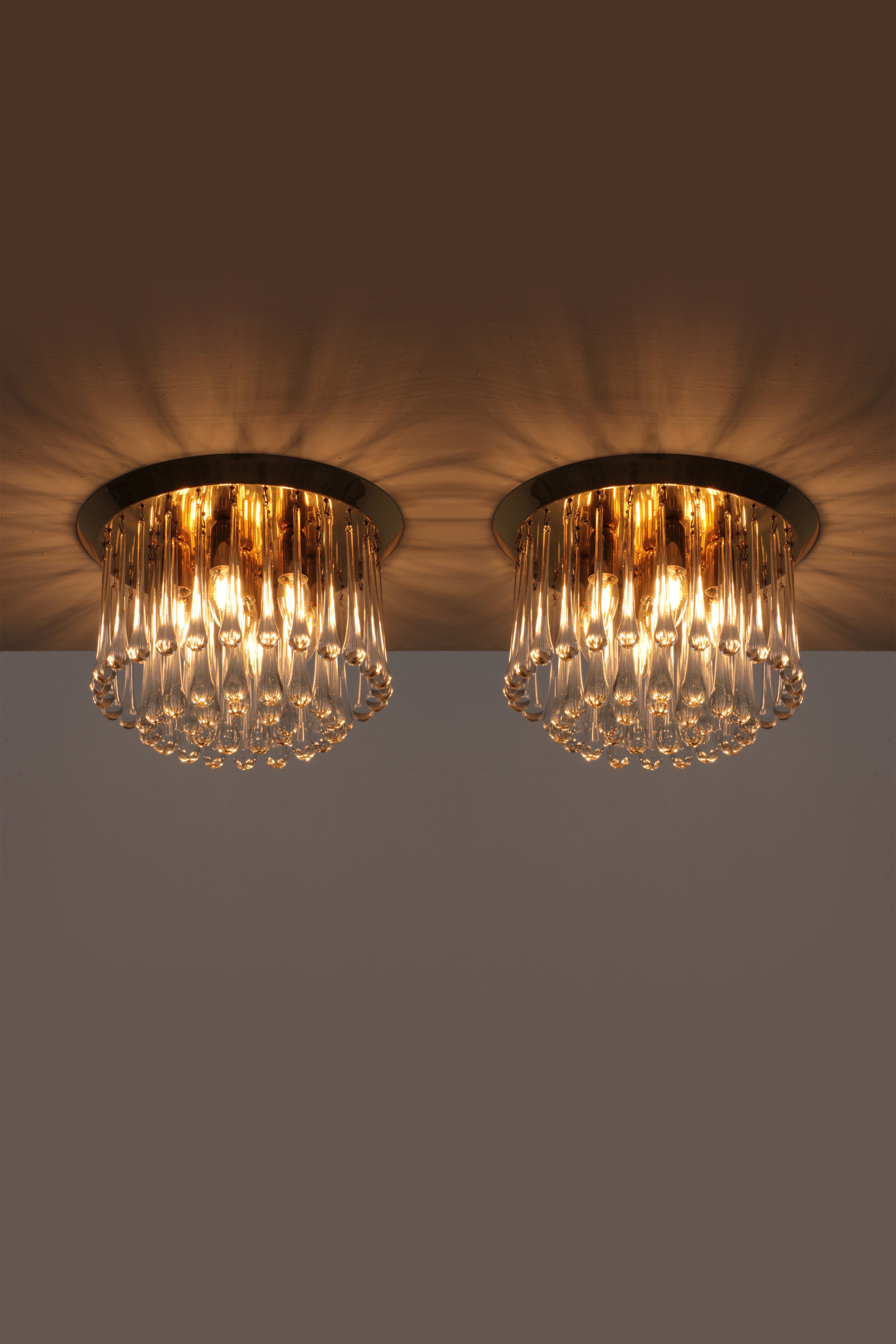 Set van twee J.T. Kalmar Murano Regendrup hanglampen,1970 Oostenrijk