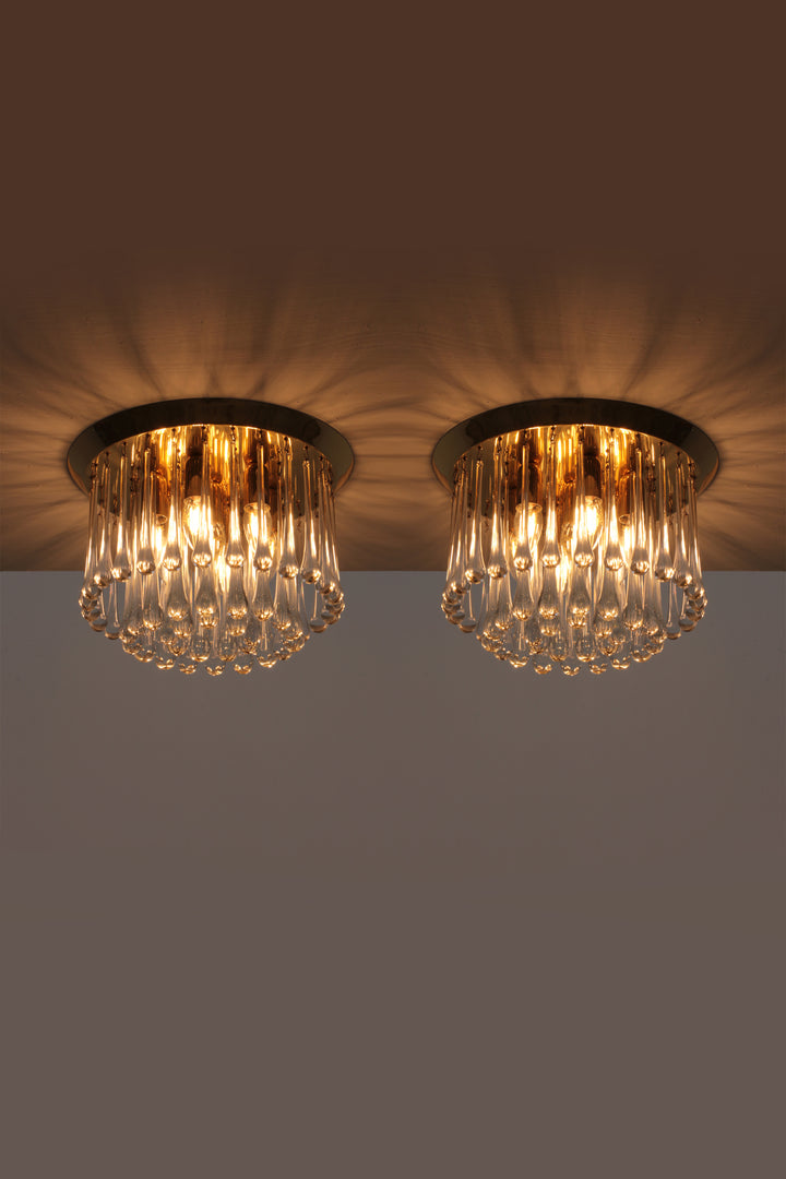 Set van twee J.T. Kalmar Murano Regendrup hanglampen,1970 Oostenrijk