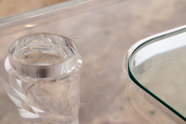 Franse Salontafel Lucite en Glas Maison Romeo, jaren 70