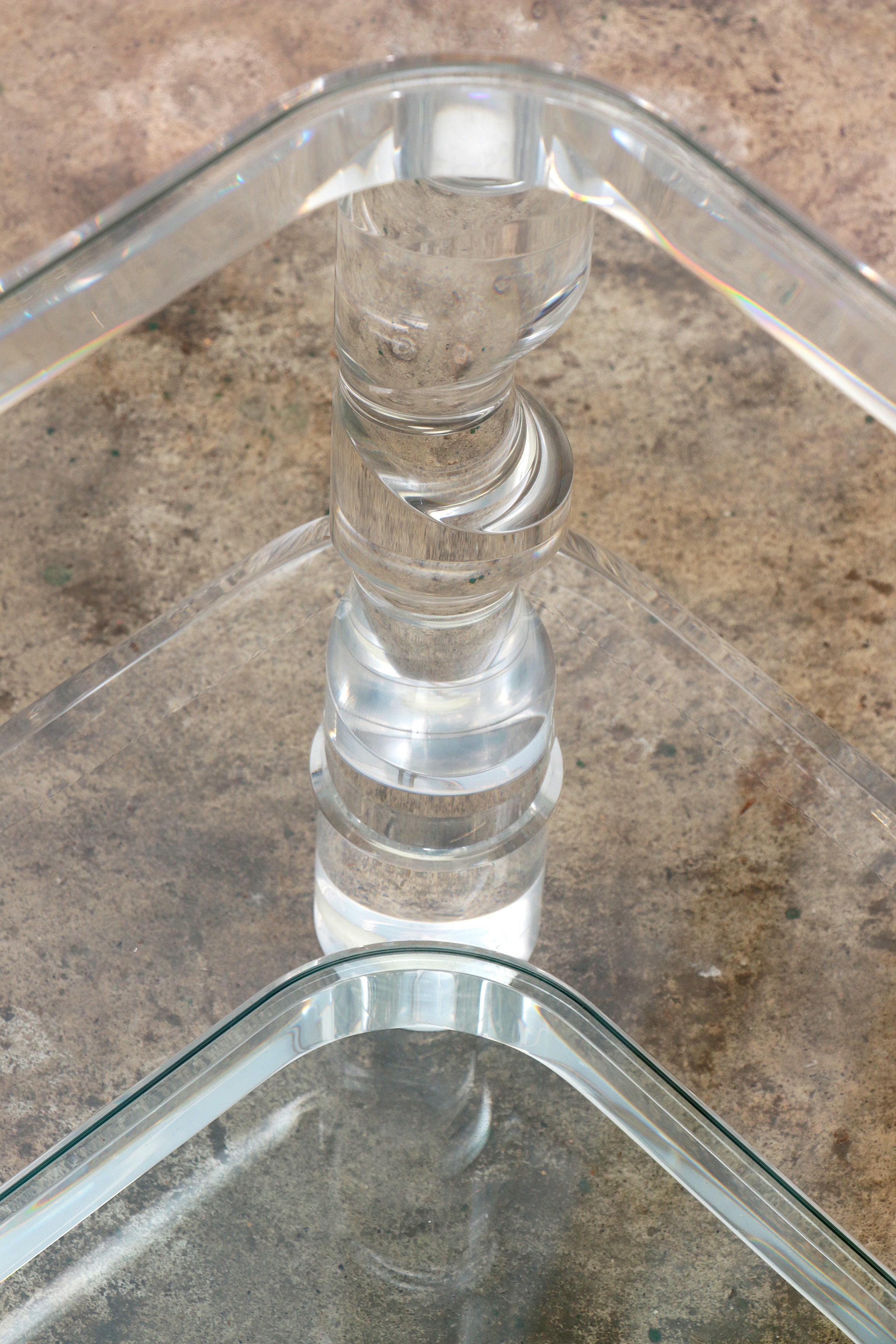 Franse Salontafel Lucite en Glas Maison Romeo, jaren 70