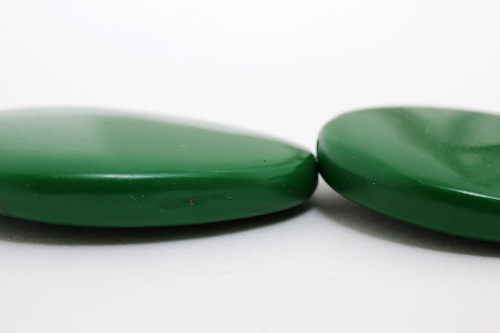 Vintage hals ketting bakeliet oud groen 72 cm lang.