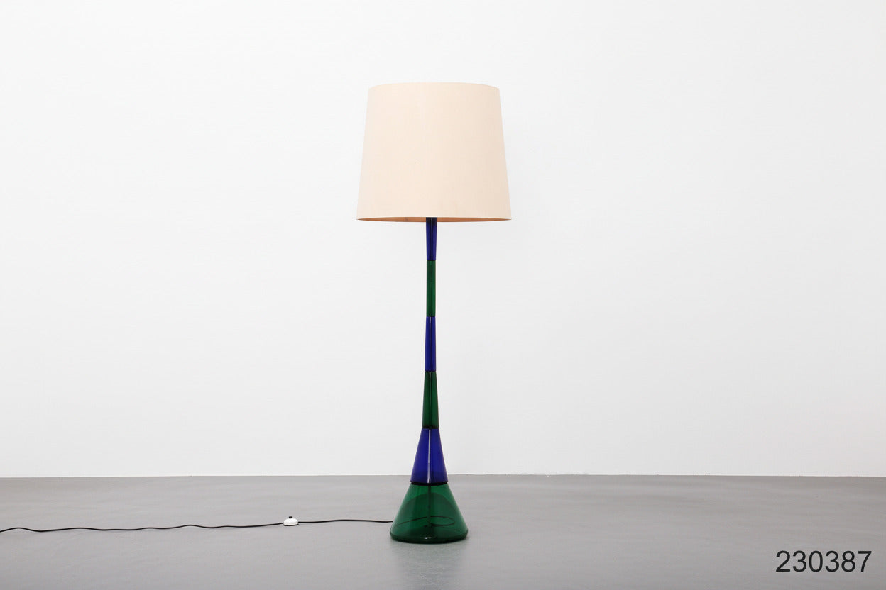 Blue Green glass floor lamp by Fulvio Bianconi for Venini, Italy 1950
