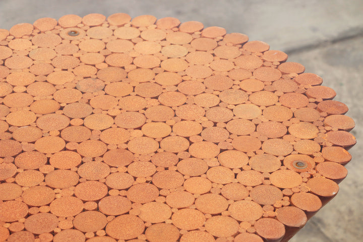 Bohemian Bamboe Mcguire  eettafel set met 6 palmblad stoelen,1960 Frankrijk.