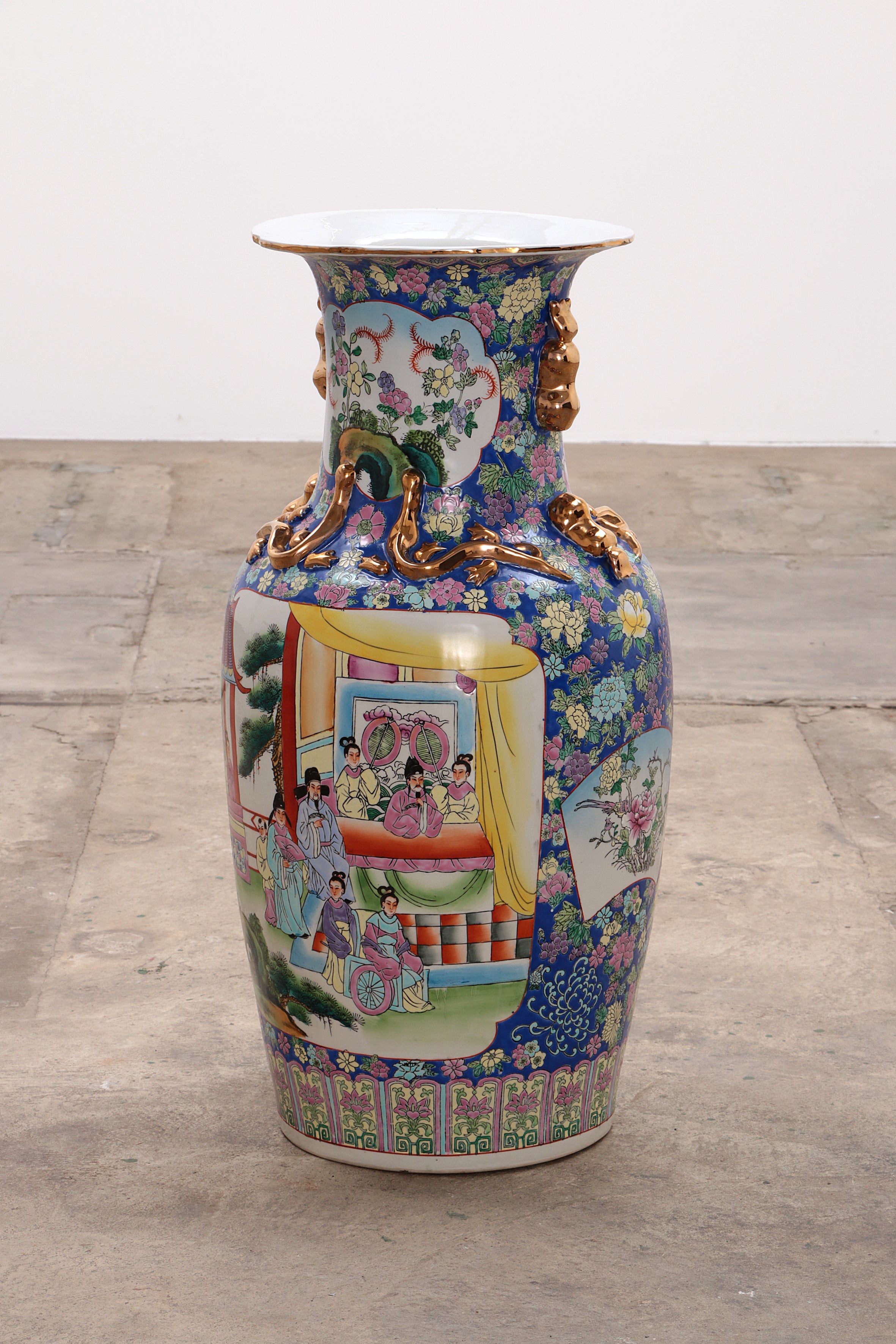 Oude Chinese Keramiek Hand geschilderde Posy Vaas, 1920