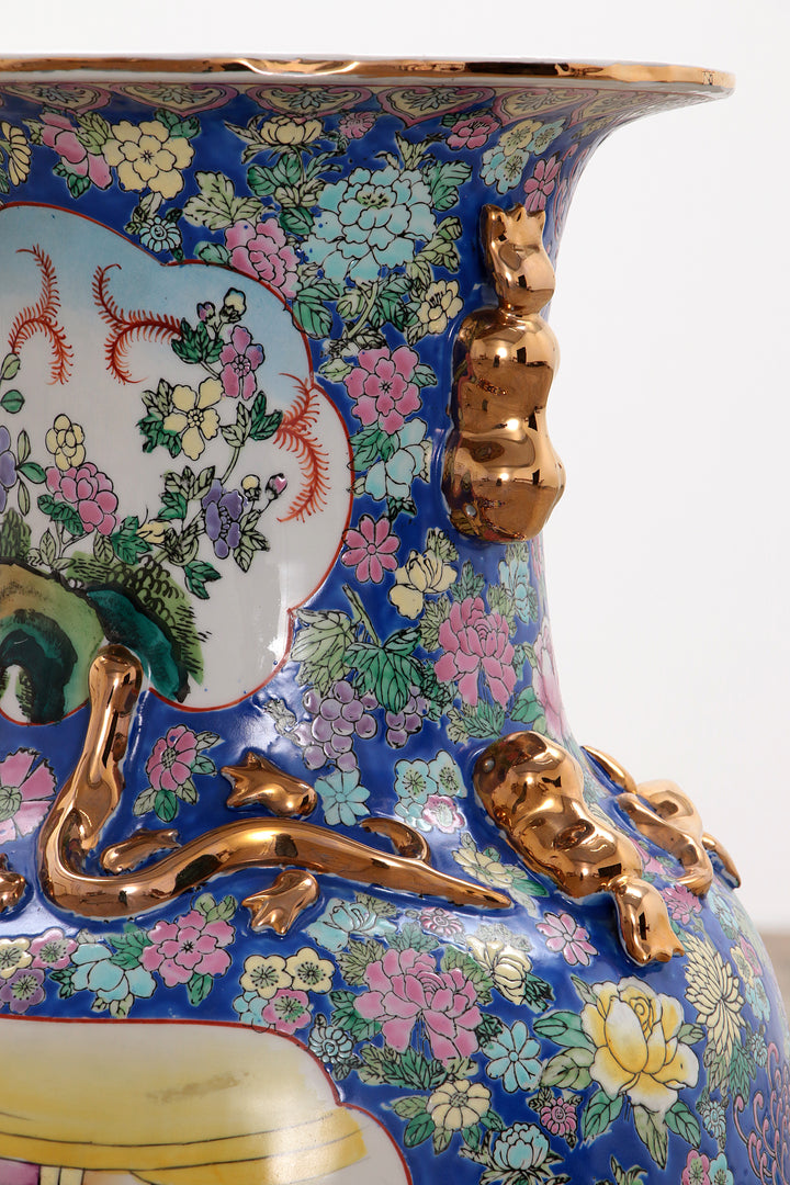 Oude Chinese Keramiek Hand geschilderde Posy Vaas, 1920