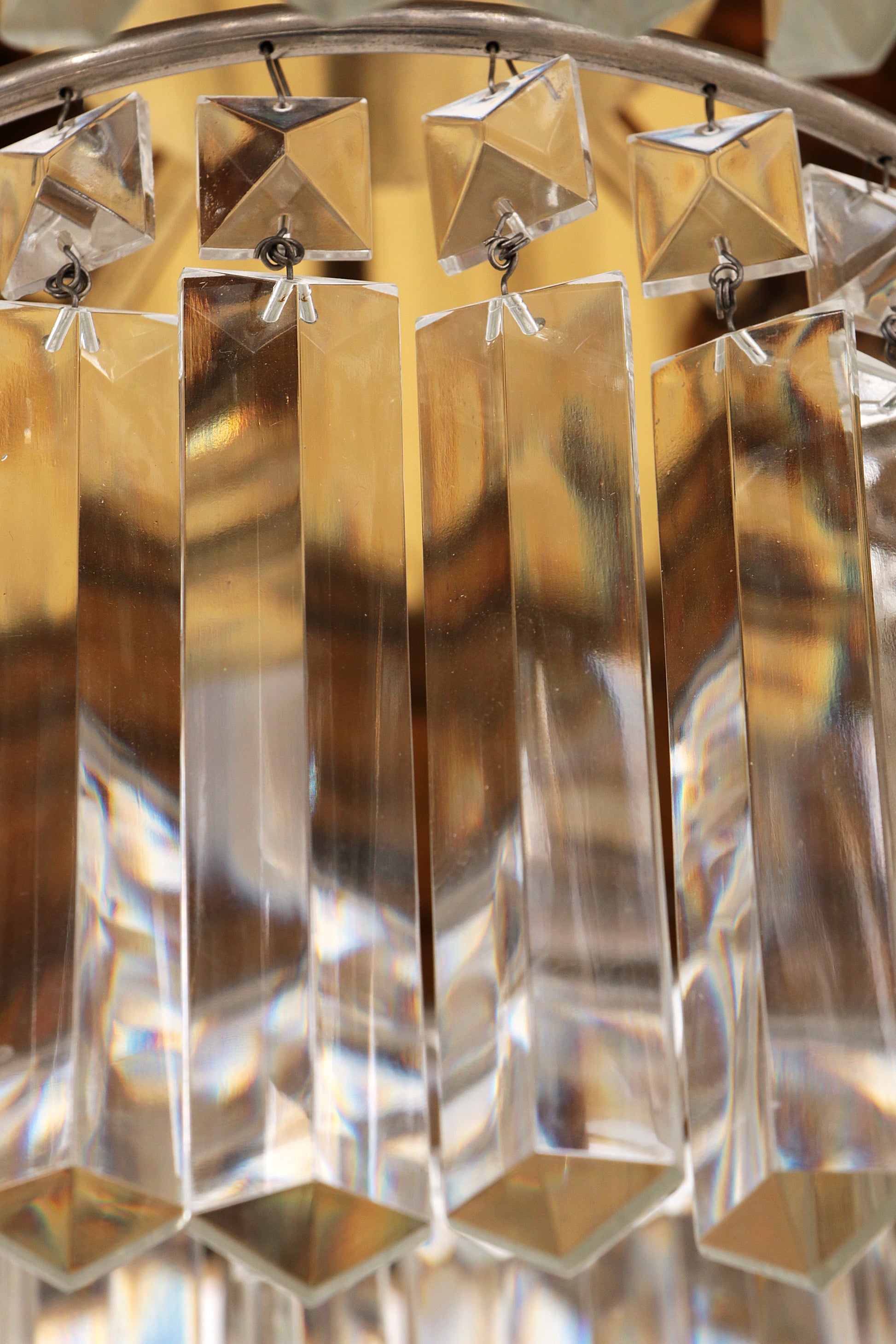 Gold-Plated Kristallen Plafondlamp van L.A. Riedinger, set van 2