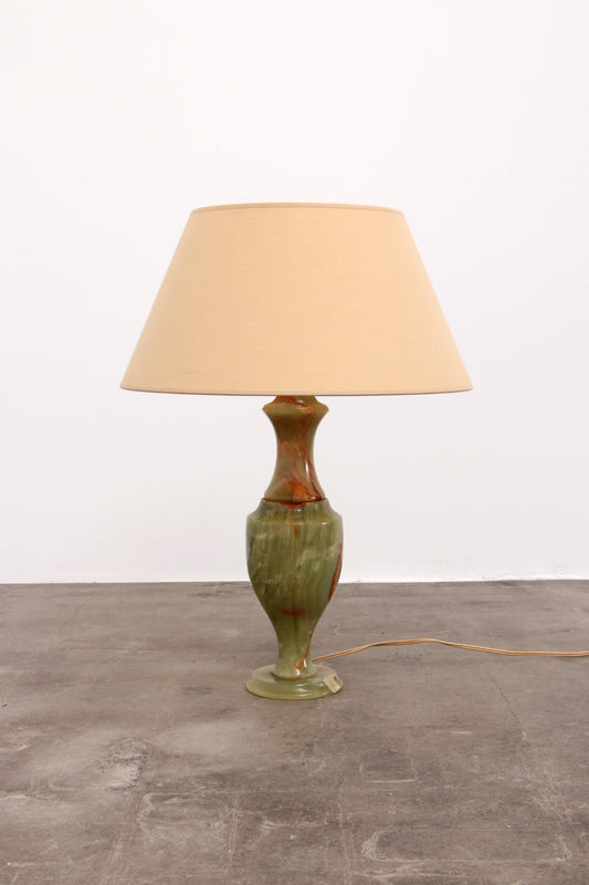 Midcentury onyx marble table lamp "Green spirit' Italy 1950s