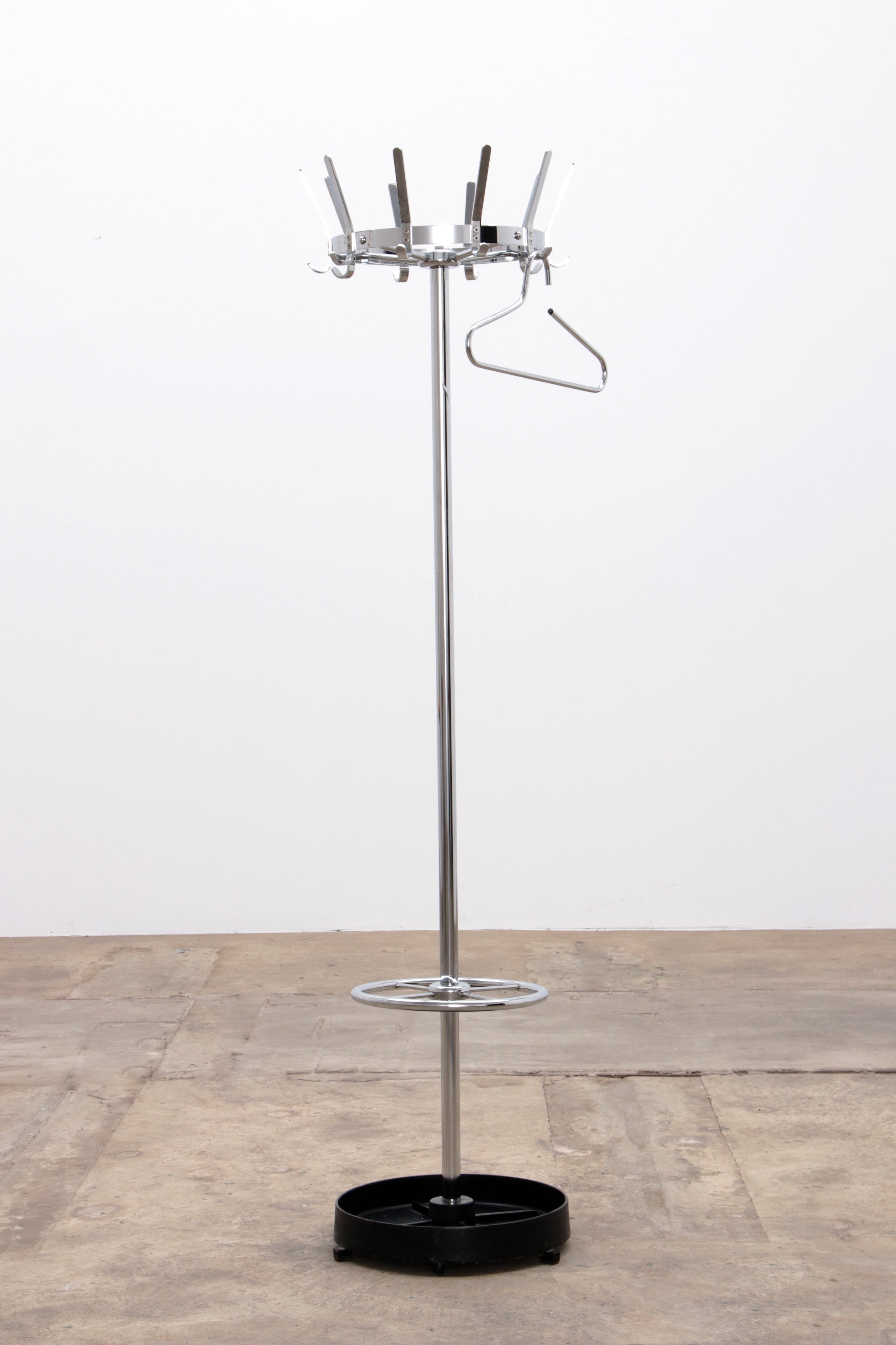 Vintage chrome kapstok met paraplu rek