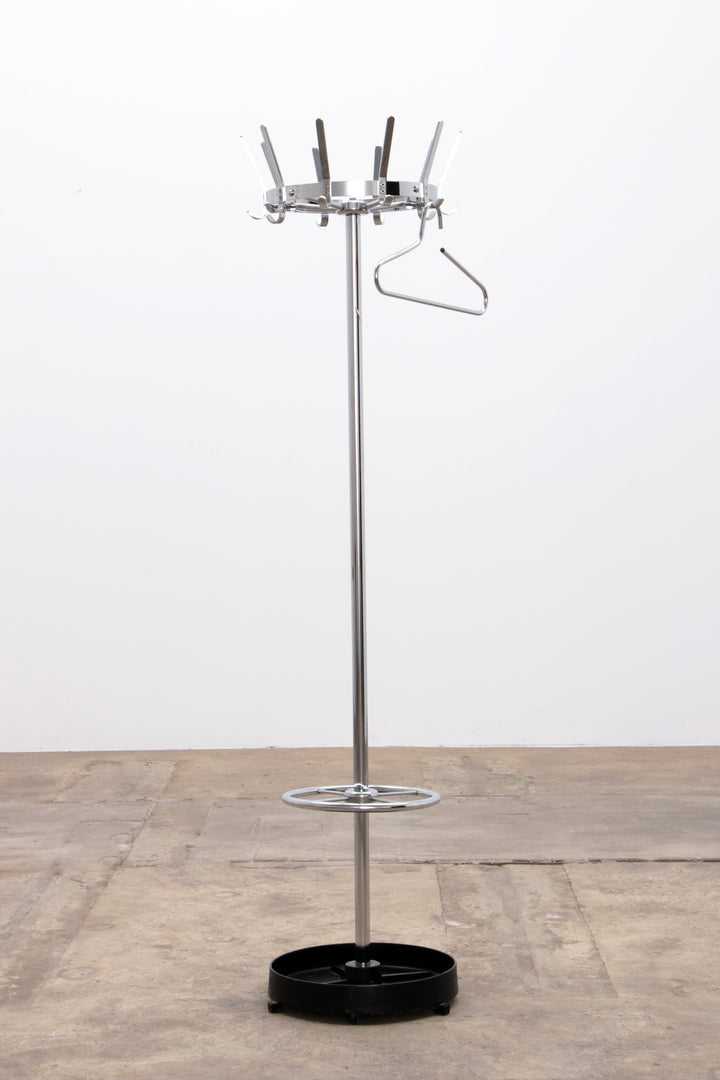 Vintage chrome kapstok met paraplu rek