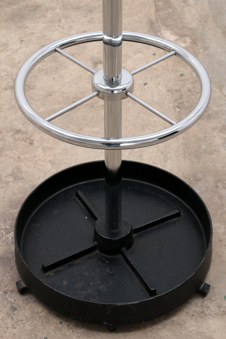 Vintage chrome kapstok met paraplu rek