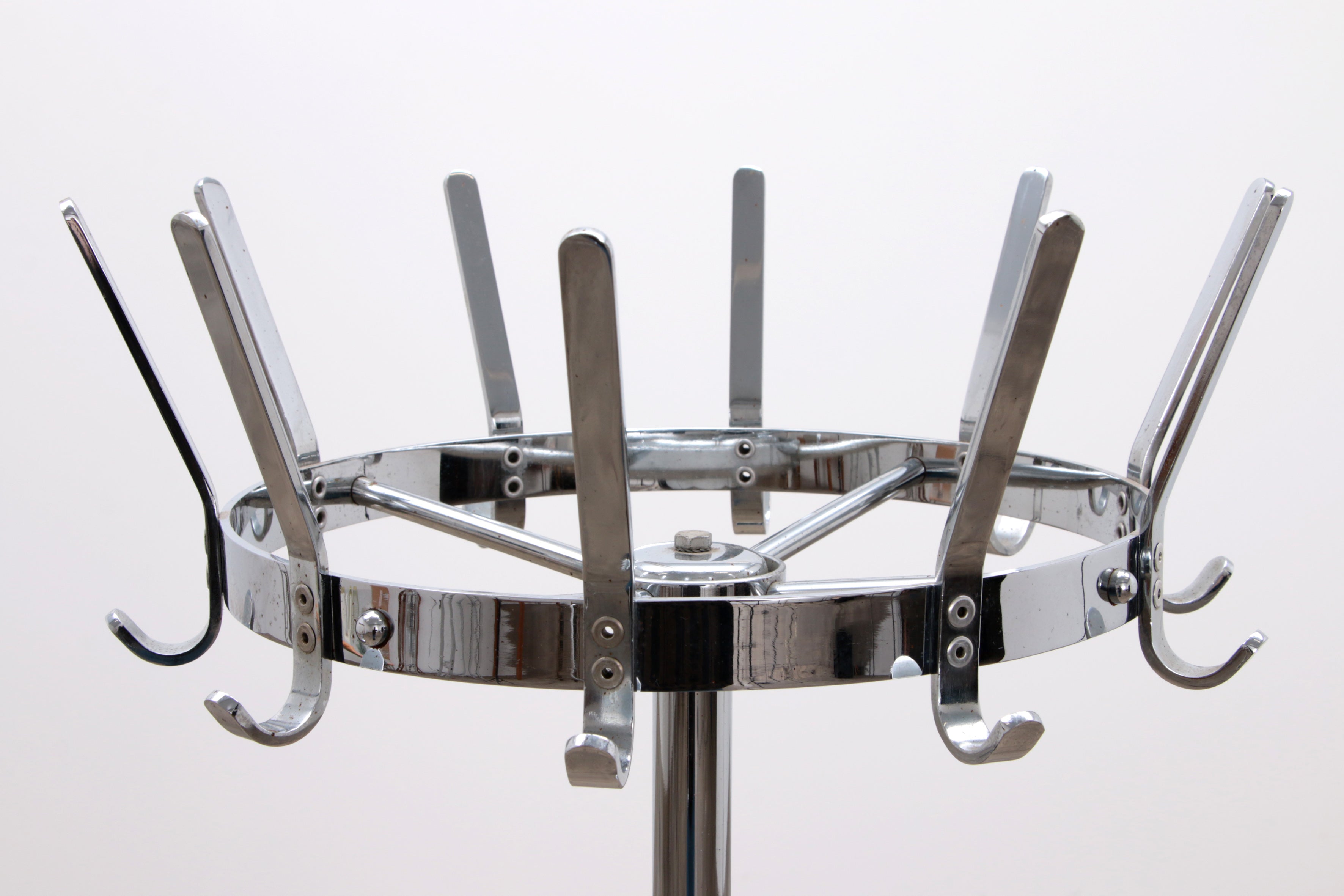 Vintage chrome kapstok met paraplu rek