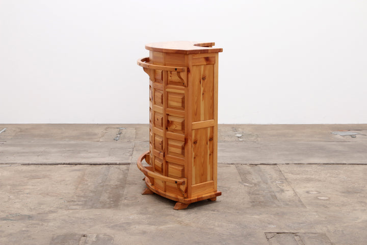 Mid-Century Houten  Bar met 3 Barstoelen Brutalistische stijl jaren70s.