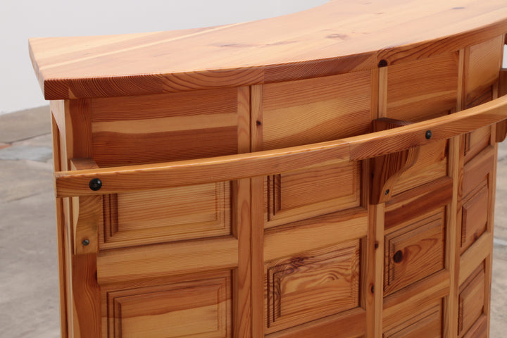 Mid-Century Houten  Bar met 3 Barstoelen Brutalistische stijl jaren70s.