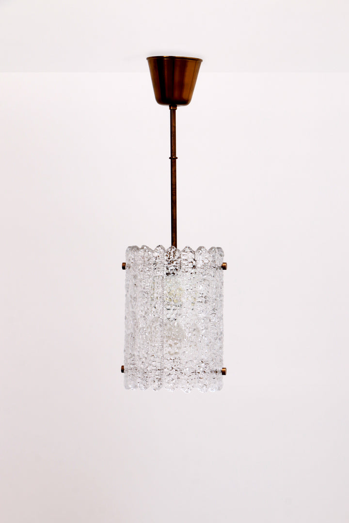 Hanglamp van messing en glas van Carl Fagerlund voor Orrefors, Zweden