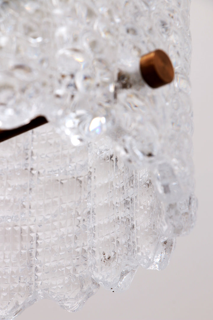 Hanglamp van messing en glas van Carl Fagerlund voor Orrefors, Zweden