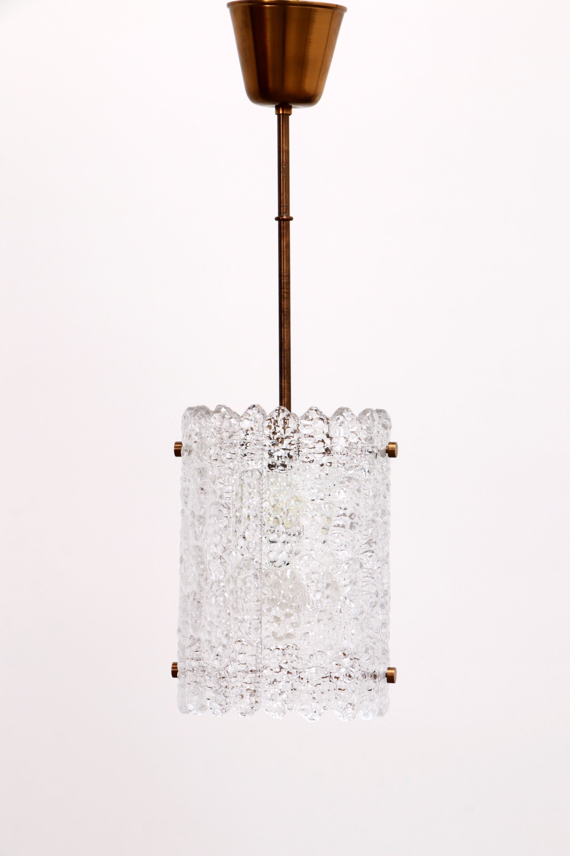 Hanglamp van messing en glas van Carl Fagerlund voor Orrefors, Zweden