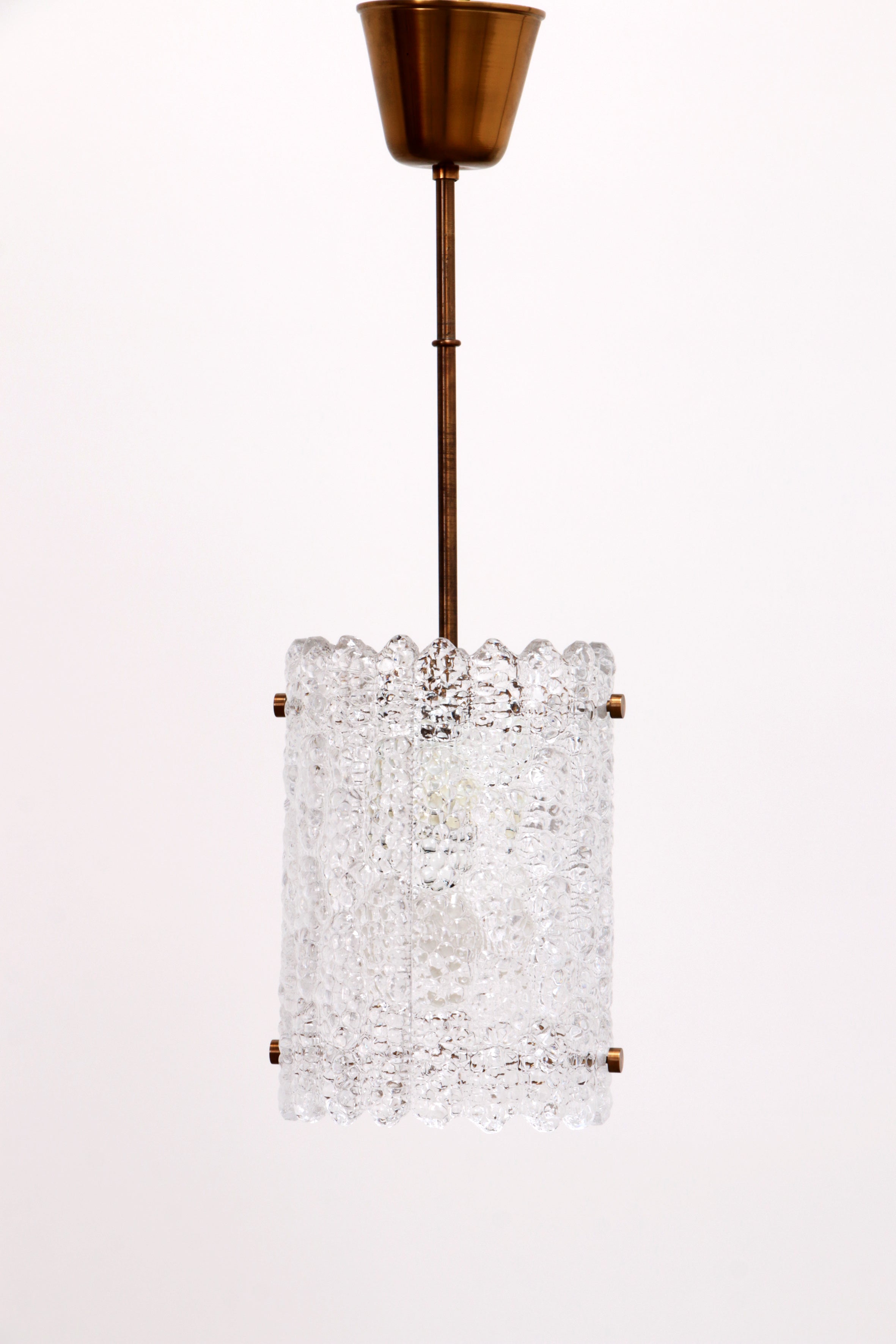 Hanglamp van messing en glas van Carl Fagerlund voor Orrefors, Zweden