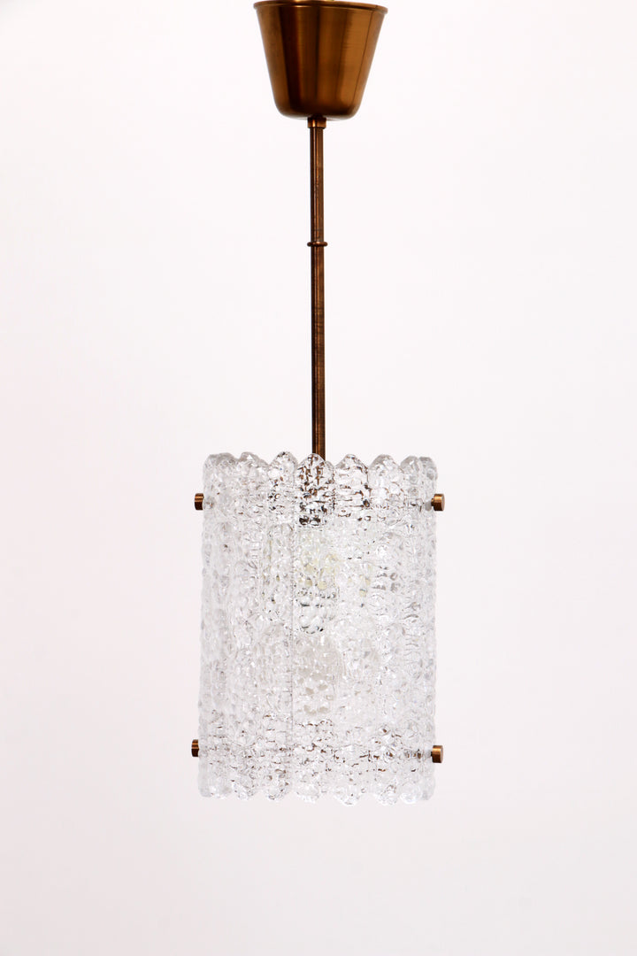Hanglamp van messing en glas van Carl Fagerlund voor Orrefors, Zweden