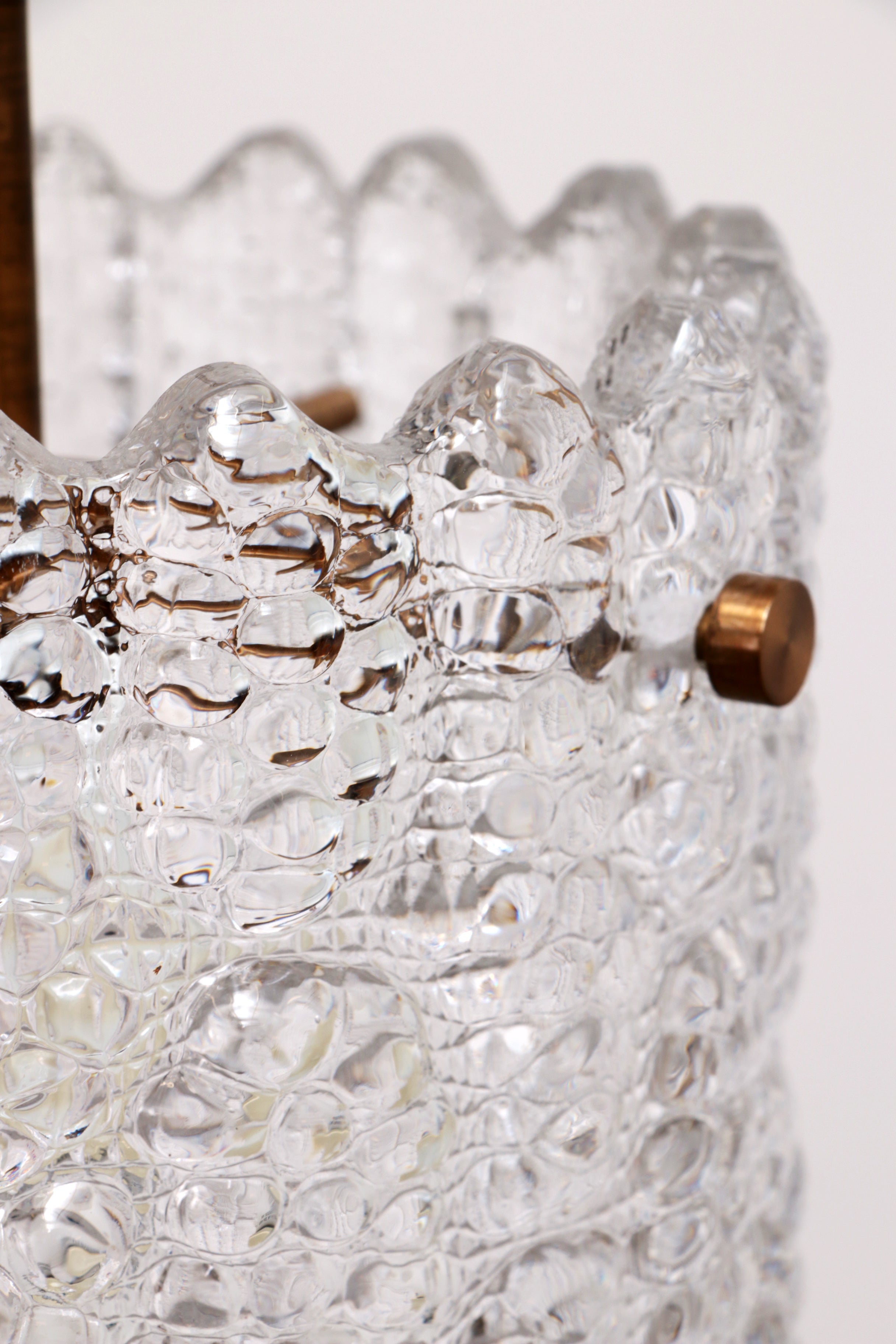 Hanglamp van messing en glas van Carl Fagerlund voor Orrefors, Zweden