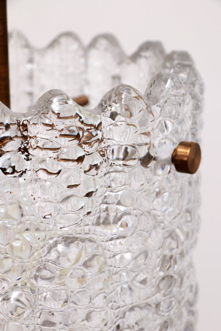 Hanglamp van messing en glas van Carl Fagerlund voor Orrefors, Zweden