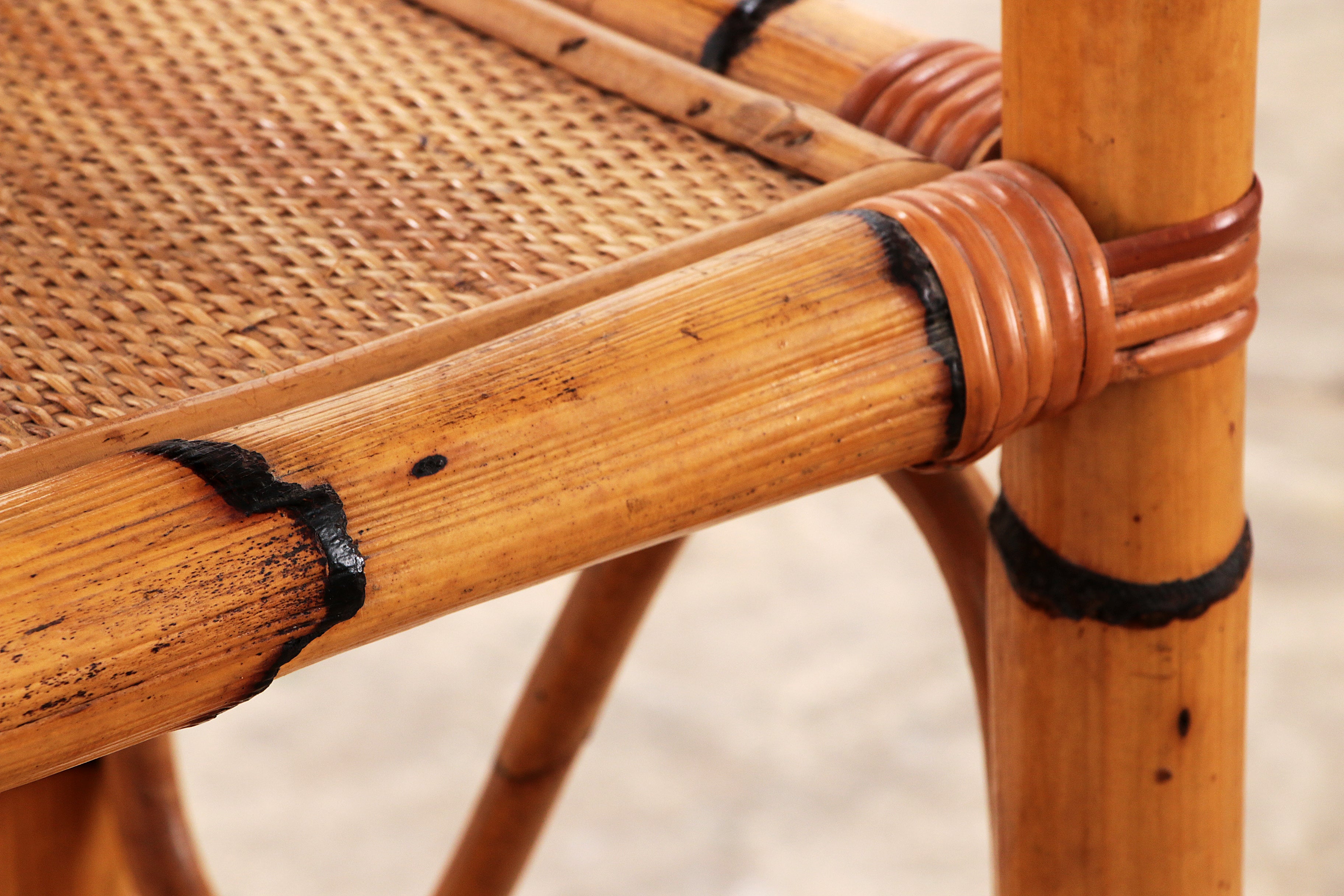 Groot mediterranean Bamboe Wandmeubel  Roomdivader of boekenkast 1970 Italie