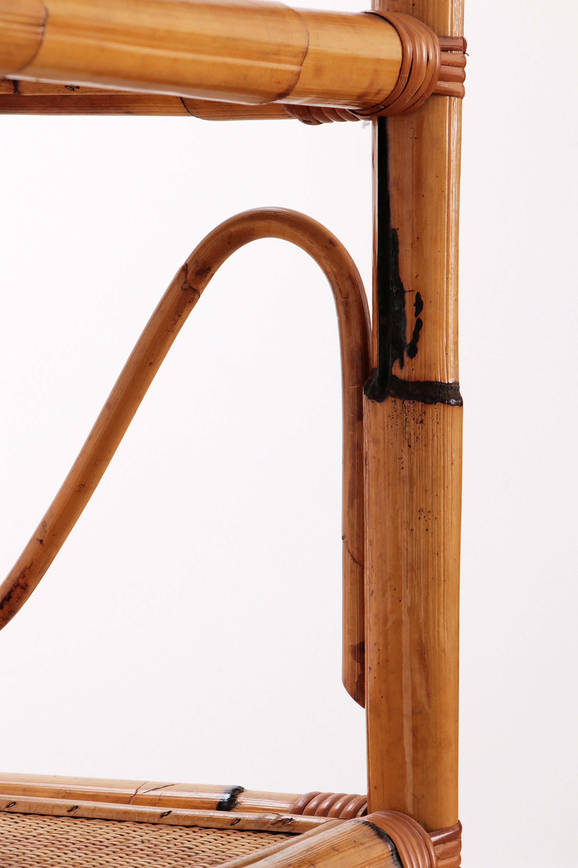 Groot mediterranean Bamboe Wandmeubel  Roomdivader of boekenkast 1970 Italie