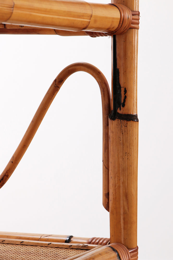 Groot mediterranean Bamboe Wandmeubel  Roomdivader of boekenkast 1970 Italie