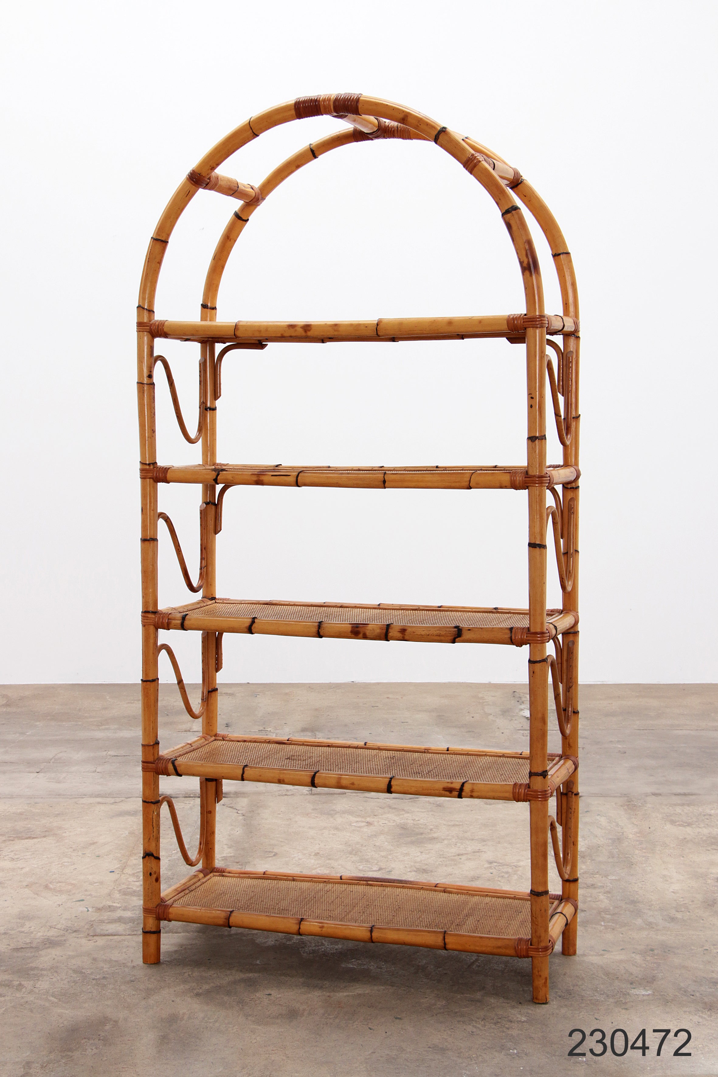 Groot mediterranean Bamboe Wandmeubel  Roomdivader of boekenkast 1970 Italie