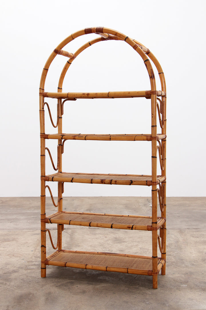 Groot mediterranean Bamboe Wandmeubel  Roomdivader of boekenkast 1970 Italie