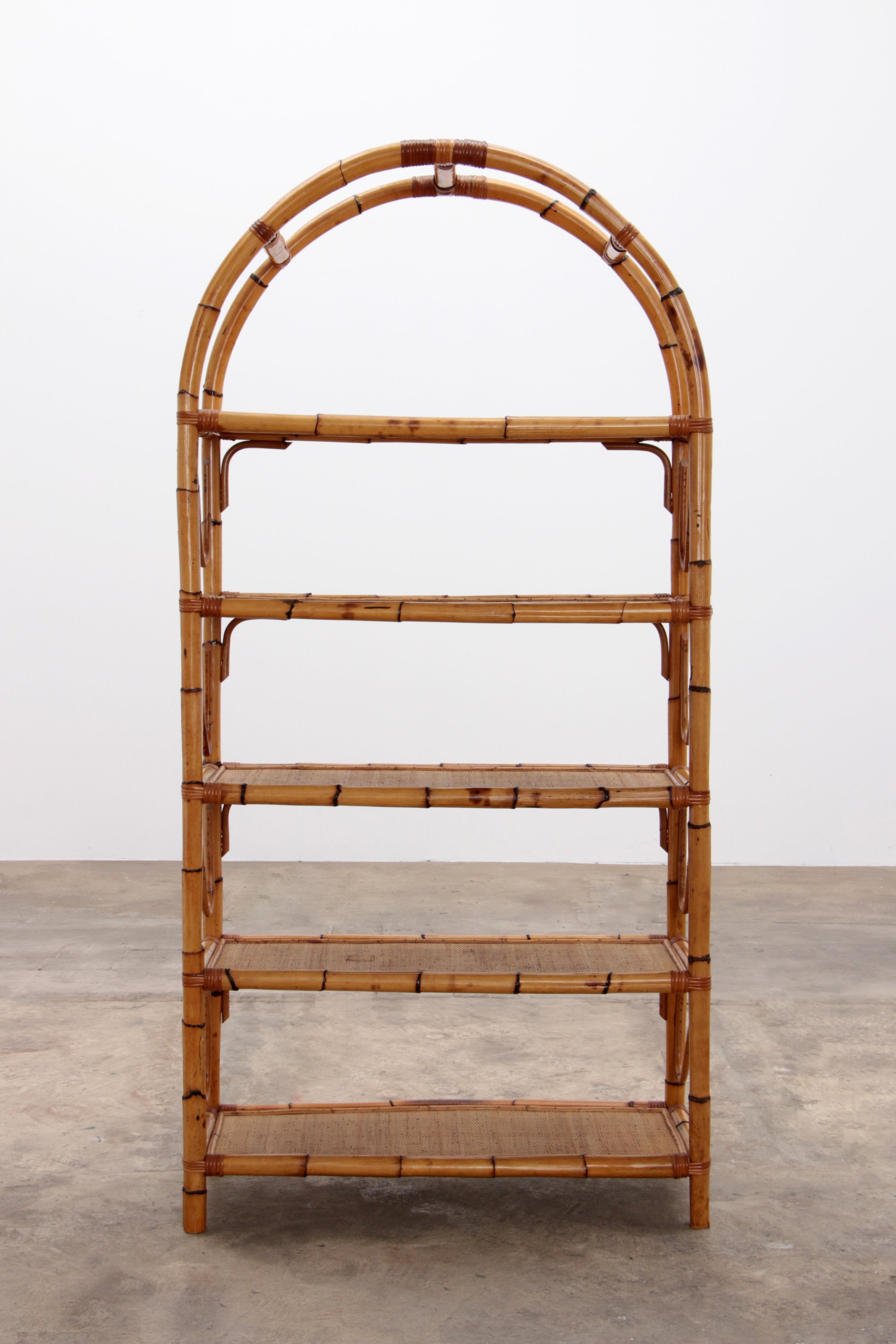 Groot mediterranean Bamboe Wandmeubel  Roomdivader of boekenkast 1970 Italie