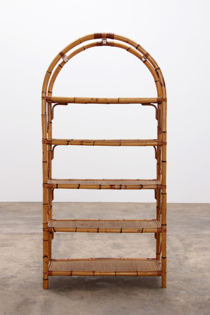 Groot mediterranean Bamboe Wandmeubel  Roomdivader of boekenkast 1970 Italie