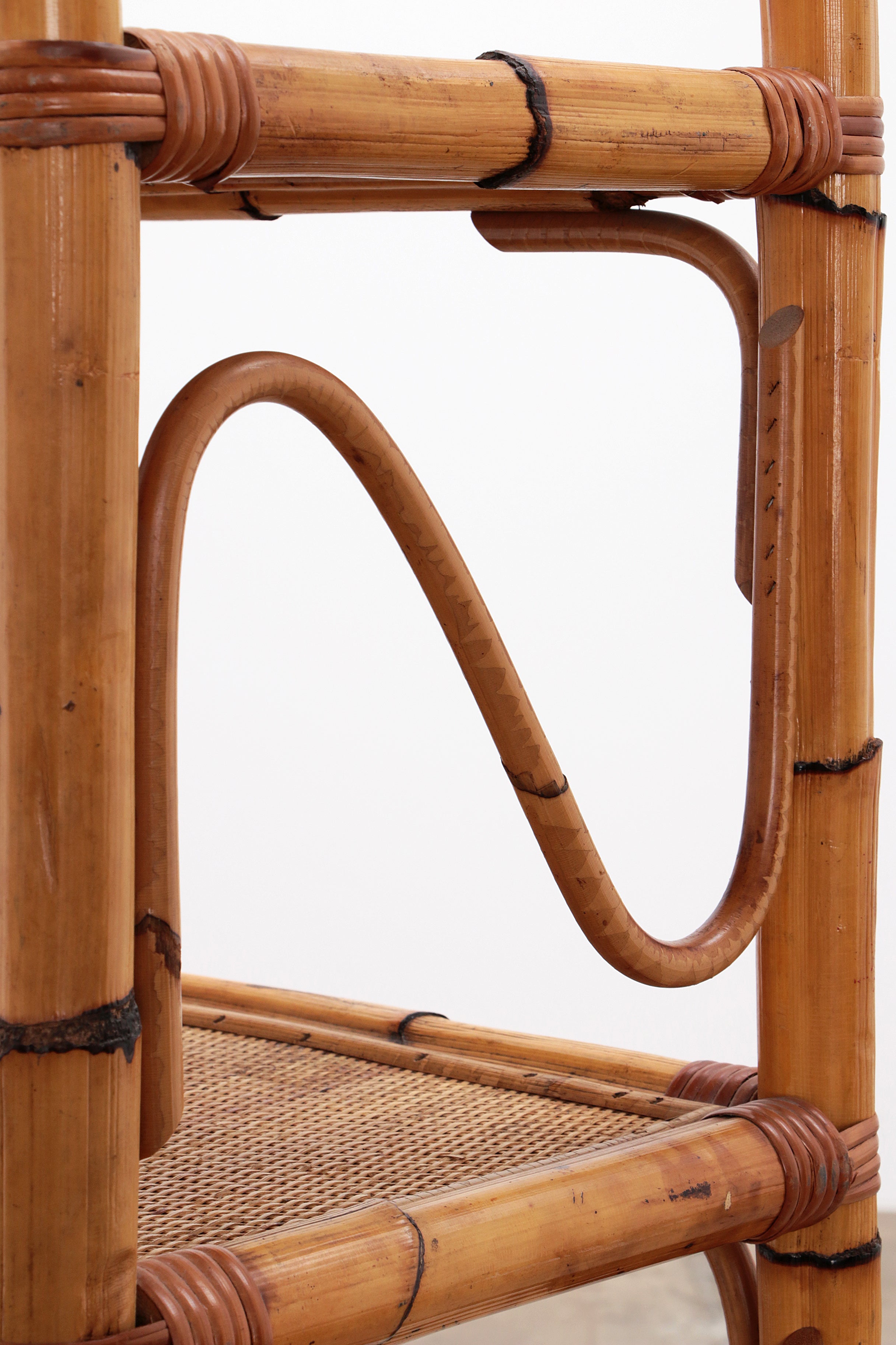 Groot mediterranean Bamboe Wandmeubel  Roomdivader of boekenkast 1970 Italie