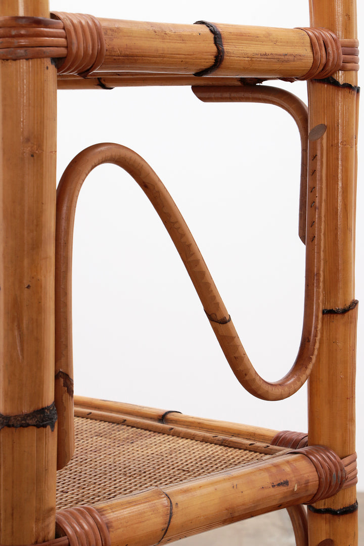 Groot mediterranean Bamboe Wandmeubel  Roomdivader of boekenkast 1970 Italie