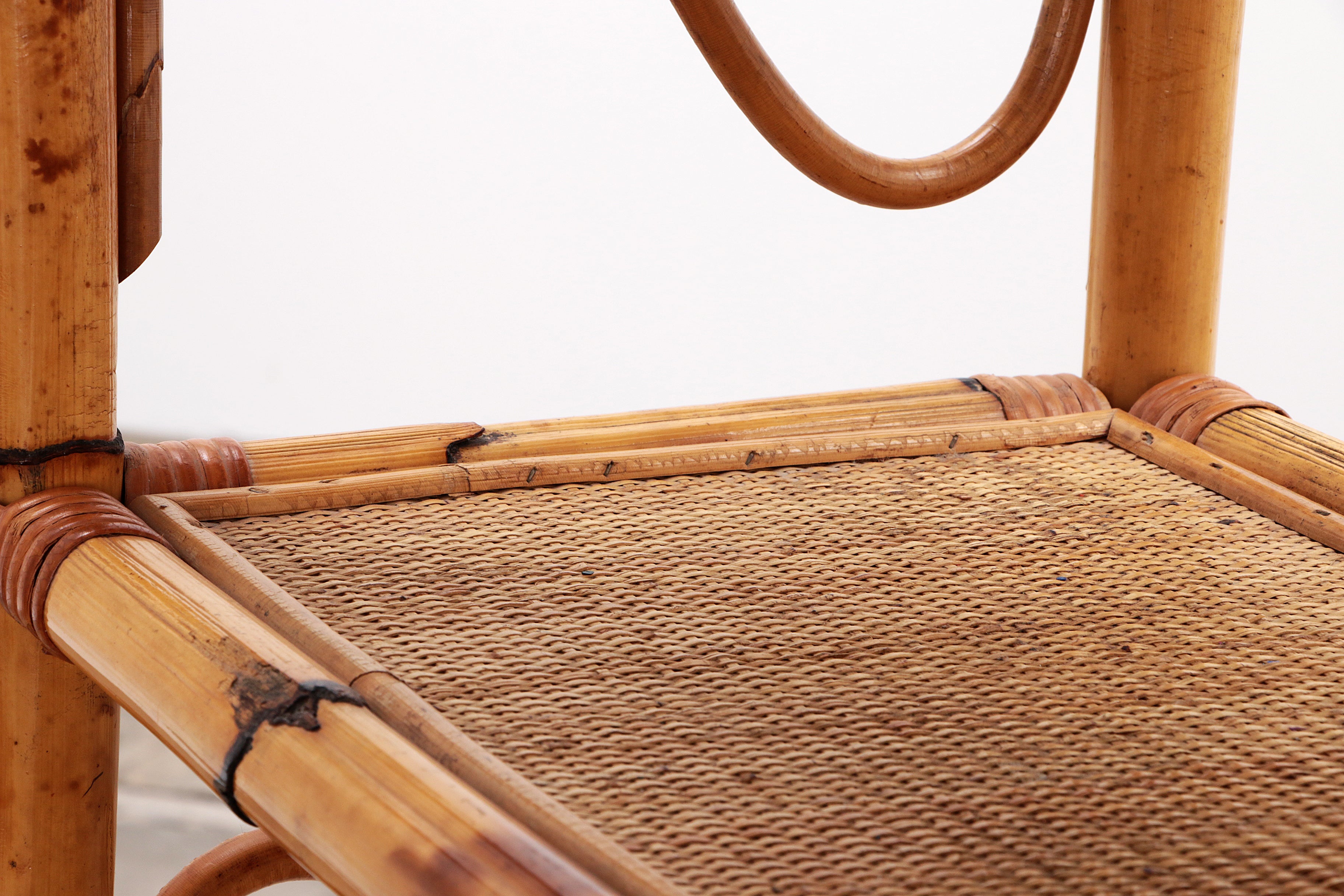 Groot mediterranean Bamboe Wandmeubel  Roomdivader of boekenkast 1970 Italie