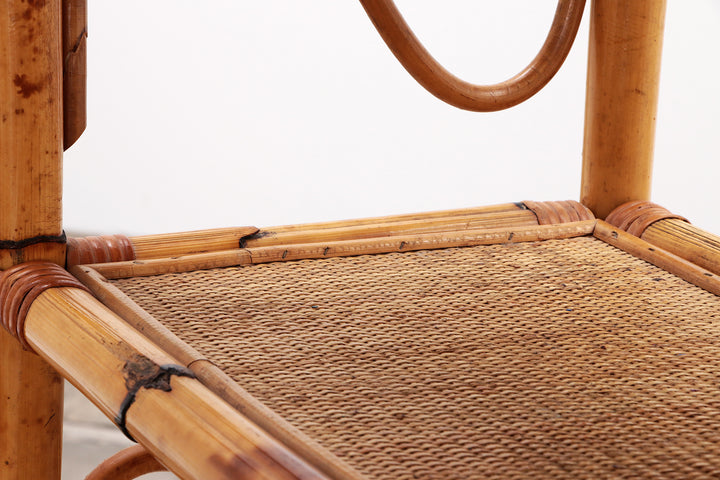 Groot mediterranean Bamboe Wandmeubel  Roomdivader of boekenkast 1970 Italie