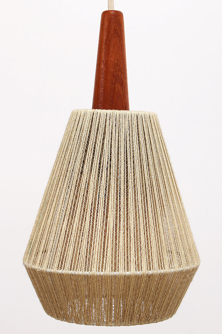 Vintage hanglamp met twee kapjes en teak,1960 Zweden