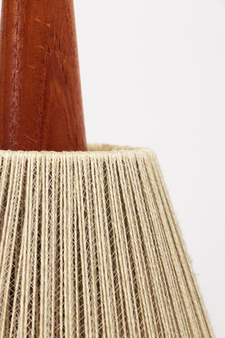 Vintage hanglamp met twee kapjes en teak,1960 Zweden