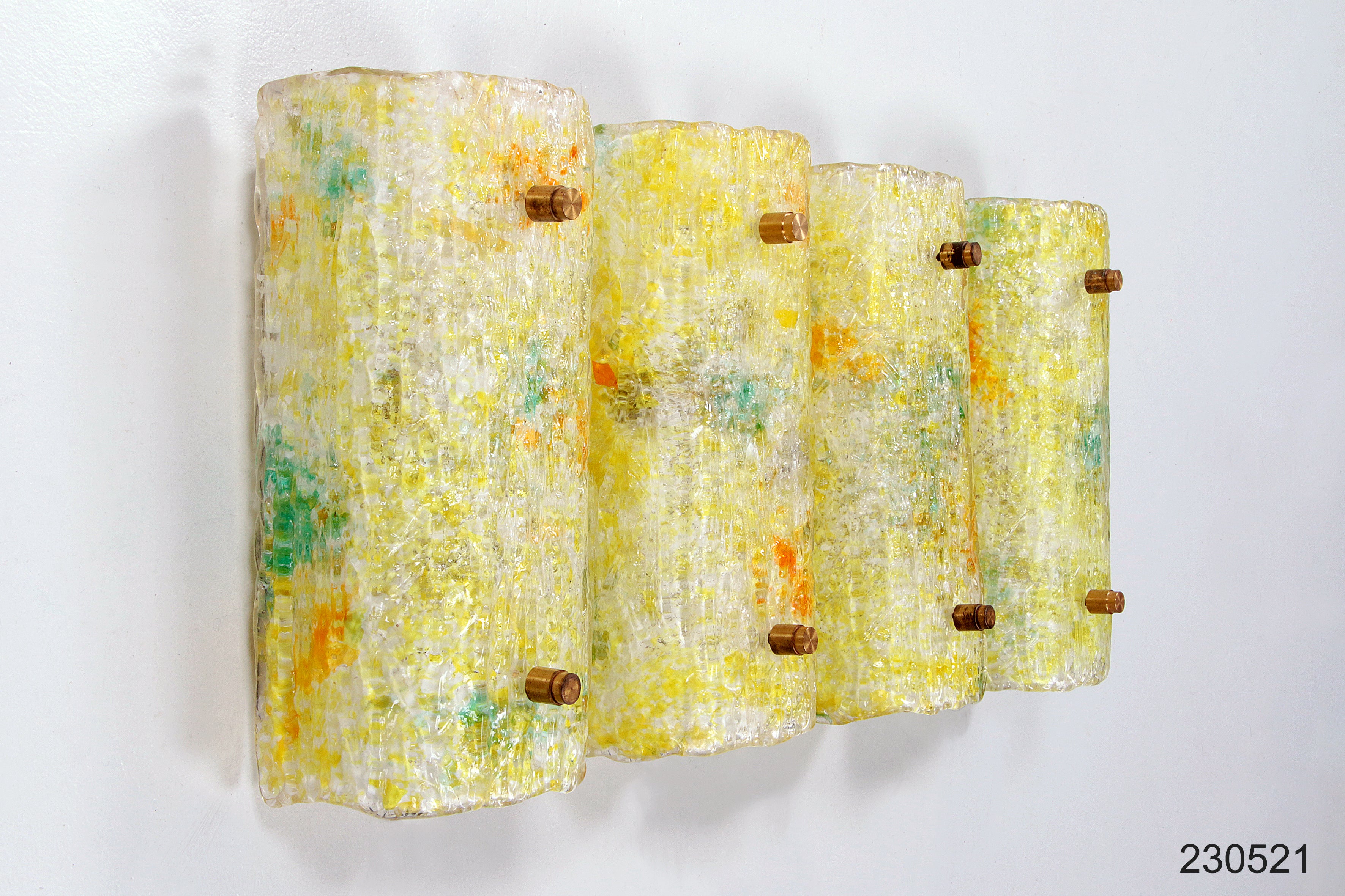 Zeldzame set Philips Wandlampen met Murano glazen kap jaren 50