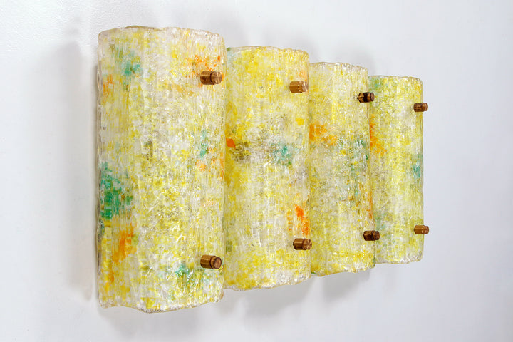 Zeldzame set Philips Wandlampen met Murano glazen kap jaren 50