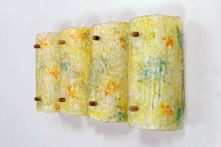 Zeldzame set Philips Wandlampen met Murano glazen kap jaren 50