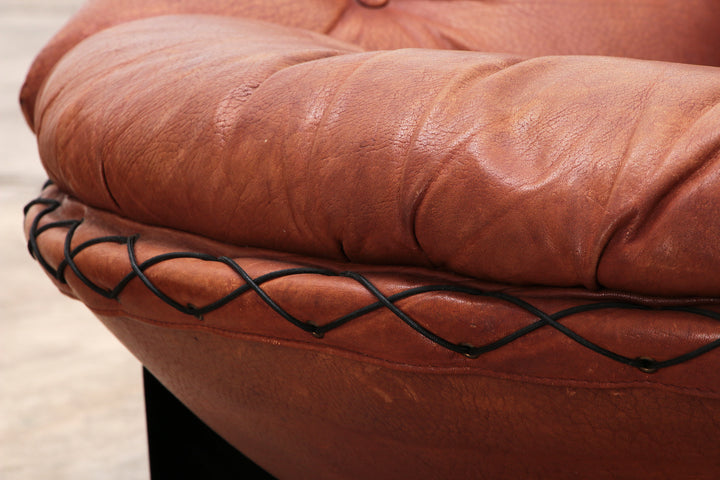 Vintage Gognac kleur Lounge set van Illum Wikkelso voor Ryesberg Mobler 1970